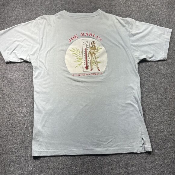 Joe Marlin Funny Beach Graphics Mens White T-shirt‎ Size L - Picture 2 of 10